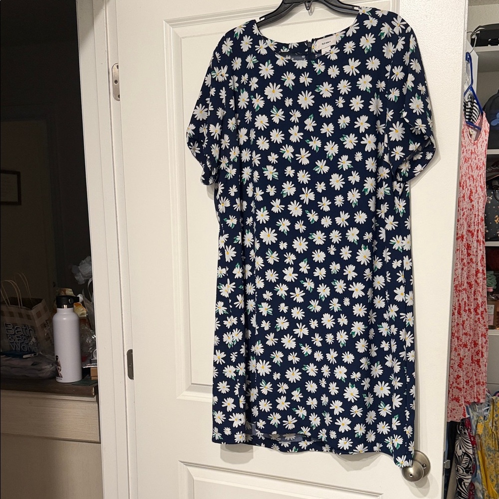 Old Navy Navy Blue Daisy Print Mini Dress